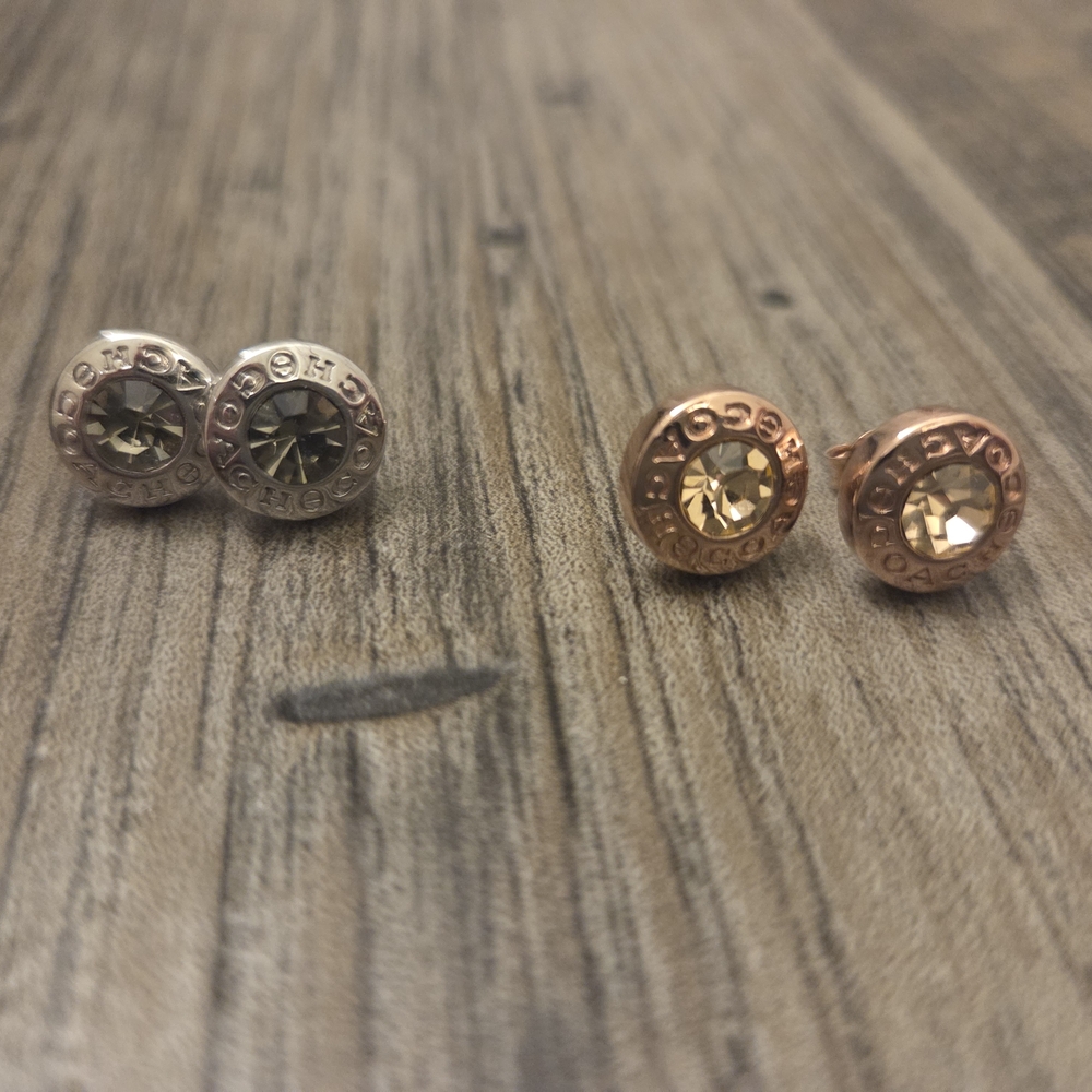Coach Silver and Rose Gold Stud Earrings